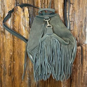 Rebecca Minkoff backpack purse… olive green / gold zippers and metal